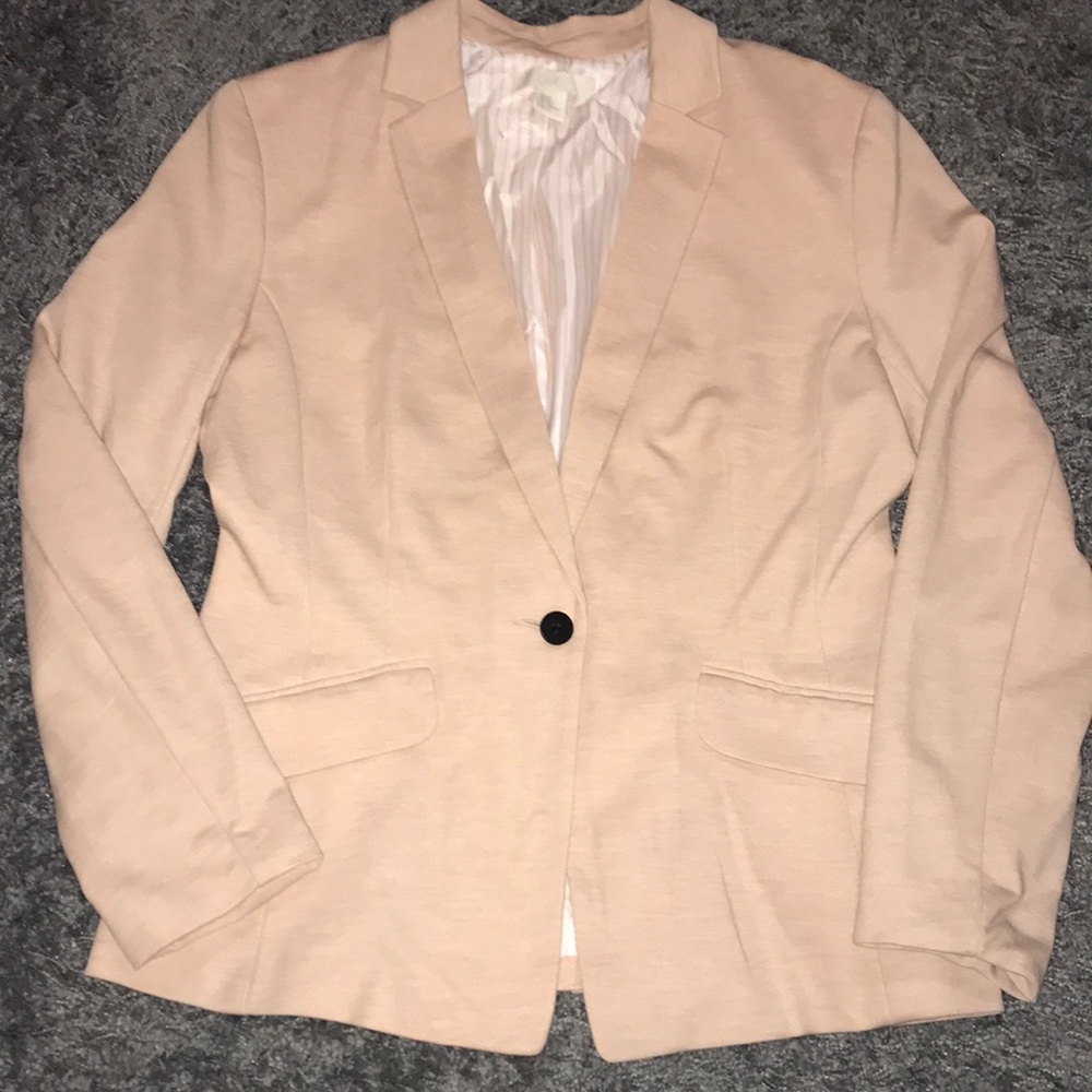 Blush pink cotton blazer